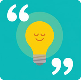 Uma lampada com aspas para representar citação